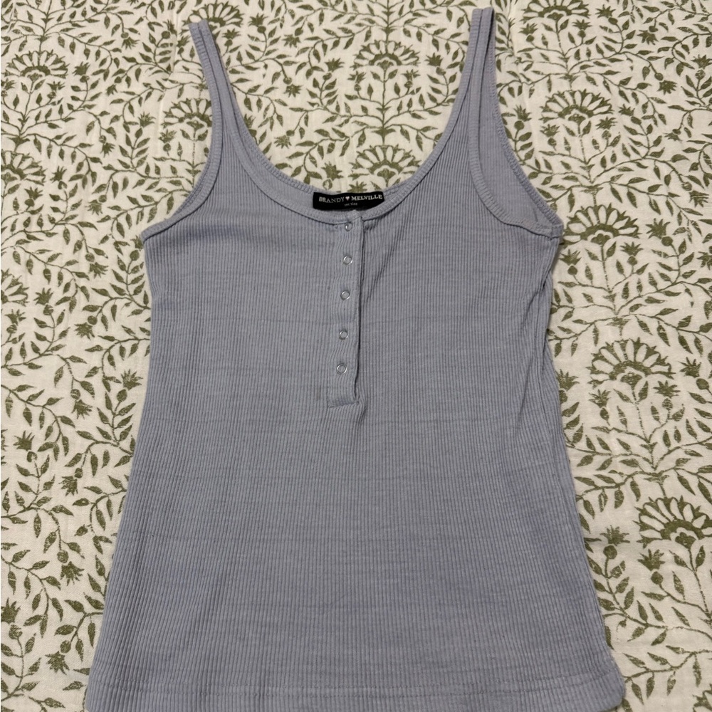 Brandy Melville Sky Blue Buttoned Tank Top